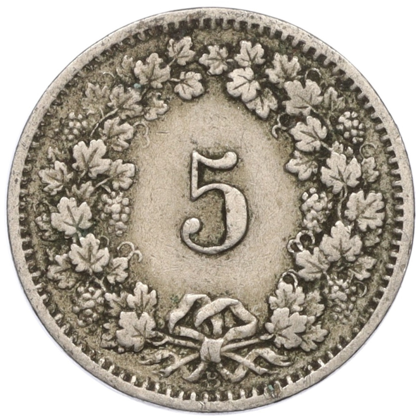 5 раппенов 1915 года Швейцария (вид 2)