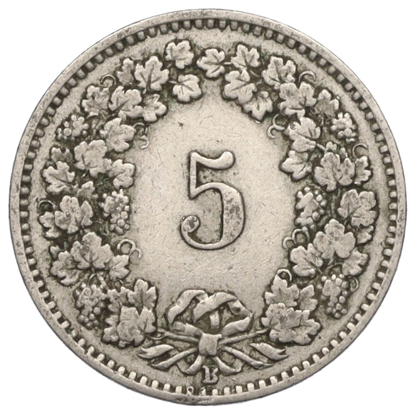 5 раппенов 1911 года Швейцария (вид 2)