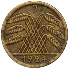 Монета 50 рентенпфеннигов 1924 года J Германия (аверс)