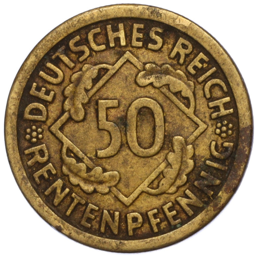 50 рентенпфеннигов 1924 года J Германия (вид 2)
