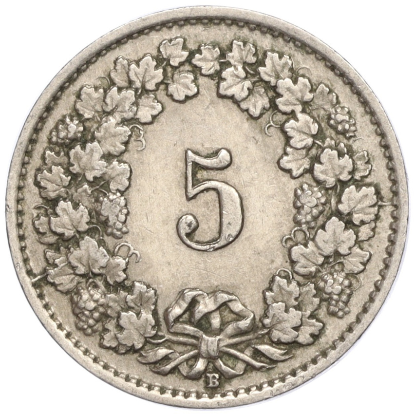 5 раппенов 1928 года Швейцария (вид 2)