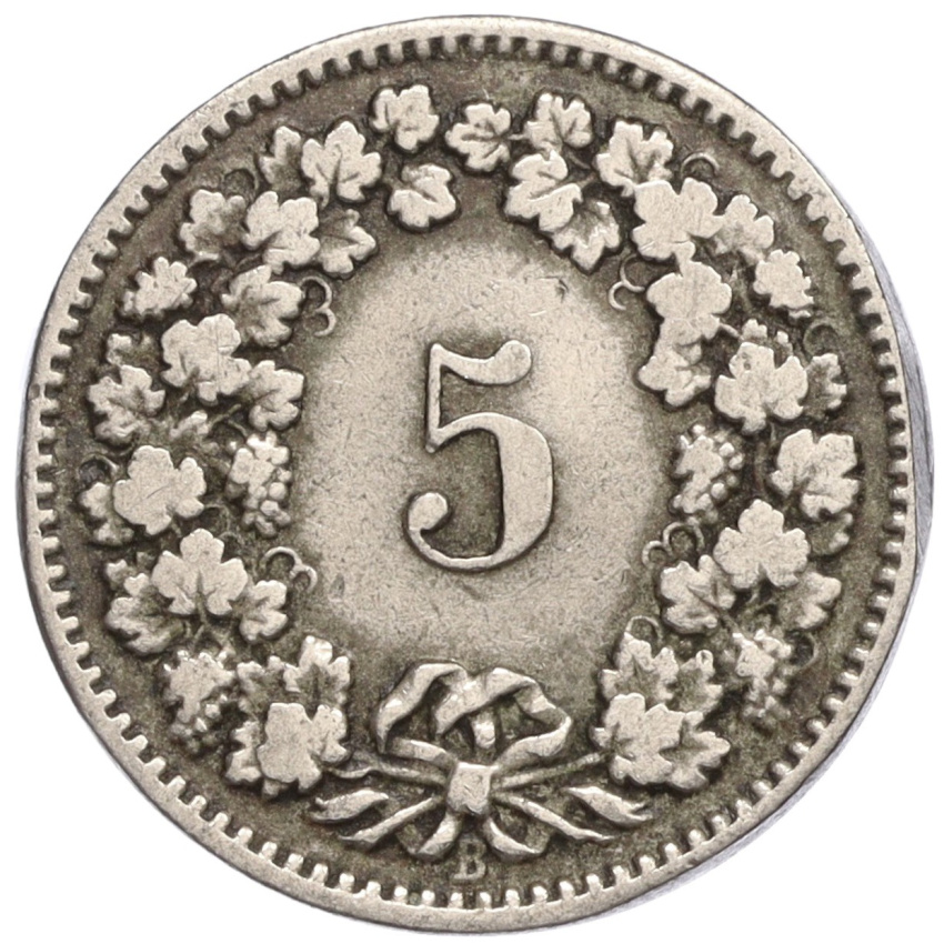 5 раппенов 1882 года Швейцария (вид 2)
