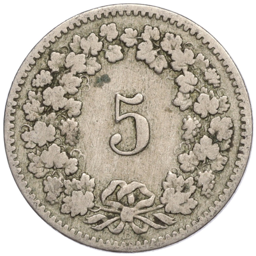 5 раппенов 1883 года Швейцария (вид 2)