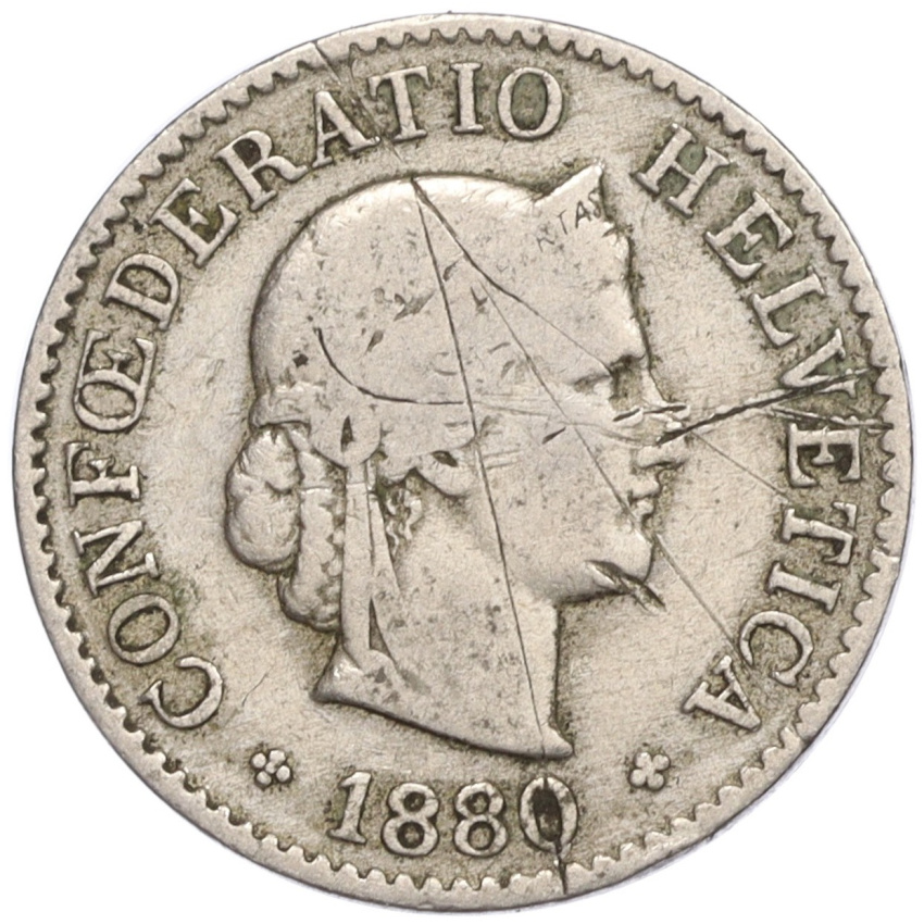 5 раппенов 1880 года Швейцария