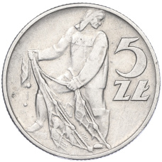 Монета 5 злотых 1958 года Польша (аверс)