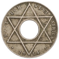 Монета 1/10 пенни 1914 года H Британская Западная Африка (аверс)