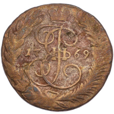 Монета 2 копейки 1769 года ЕМ (аверс)