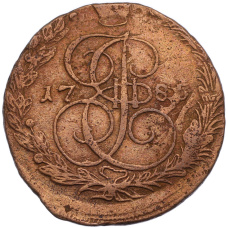 Монета 5 копеек 1785 года ЕМ (аверс)