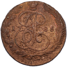 Монета 5 копеек 1786 года ЕМ (аверс)