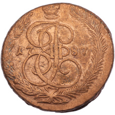 Монета 5 копеек 1787 года ЕМ (аверс)