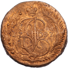 Монета 5 копеек 1787 года ЕМ (аверс)