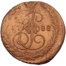 Монета 5 копеек 1788 года ЕМ (аверс)