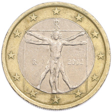 Монета 1 евро 2002 года Италия (аверс)