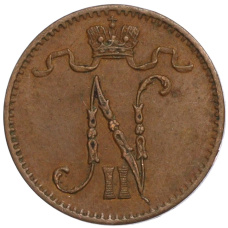Монета 1 пенни 1909 года Русская Финляндия (реверс)