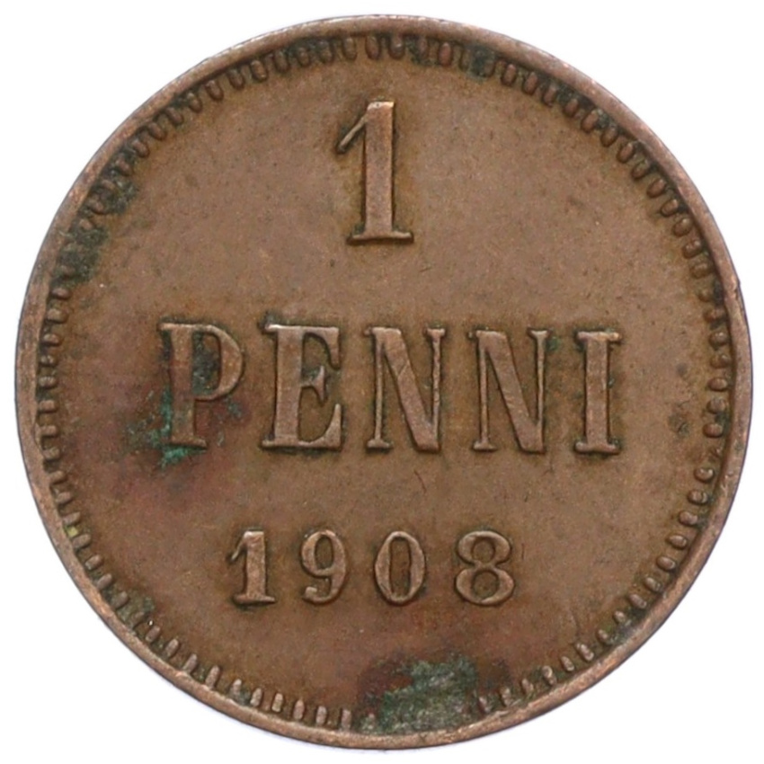 1 пенни 1908 года Русская Финляндия