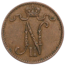 Монета 1 пенни 1908 года Русская Финляндия (реверс)