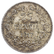 Монета 25 пенни 1917 года Русская Финляндия — Орел без корон (Временное правительство) (аверс)