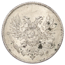 Монета 25 пенни 1917 года Русская Финляндия — Орел без корон (Временное правительство) (реверс)