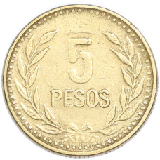 Монета 5 песо 1989 года Колумбия (реверс)